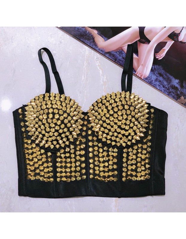 Sexy Club Punk Rivet Waistcoat Top M5304