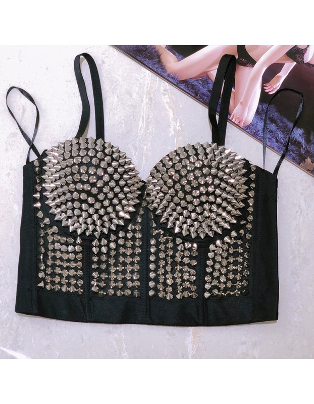 Sexy Club Punk Rivet Waistcoat Top M5304