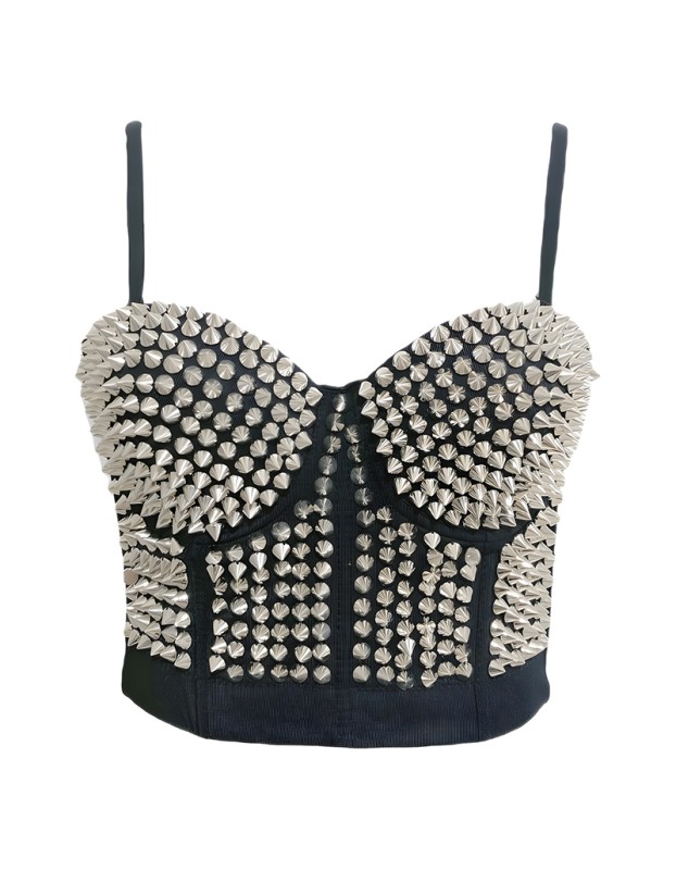 Sexy Club Punk Rivet Waistcoat Top M5304