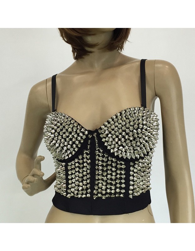 Sexy Club Punk Rivet Waistcoat Top M5304