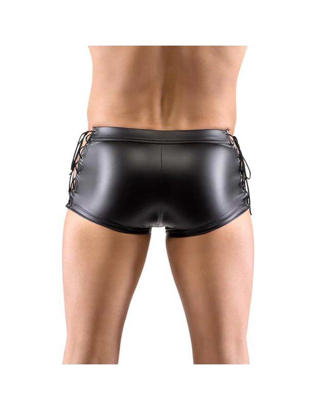 Erotic Underwear Men's Patent Leather Suit Sexy Black Strappy Vest Shorts Bar Performance N818