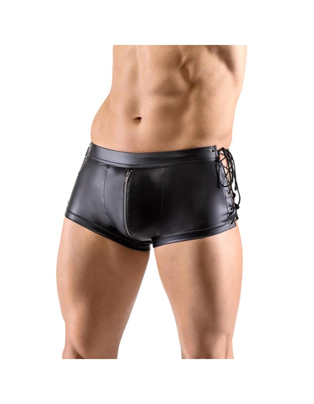 Erotic Underwear Men's Patent Leather Suit Sexy Black Strappy Vest Shorts Bar Performance N818