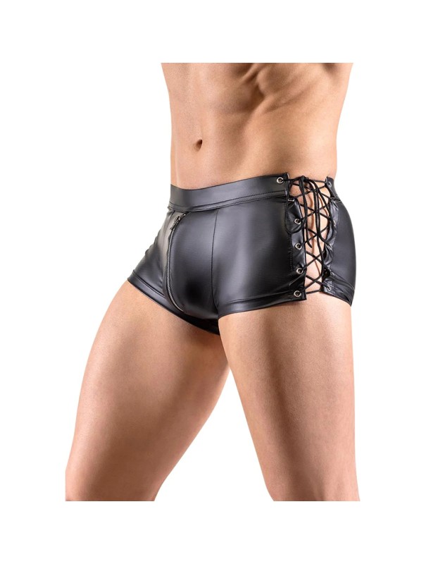 Erotic Underwear Men's Patent Leather Suit Sexy Black Strappy Vest Shorts Bar Performance N818