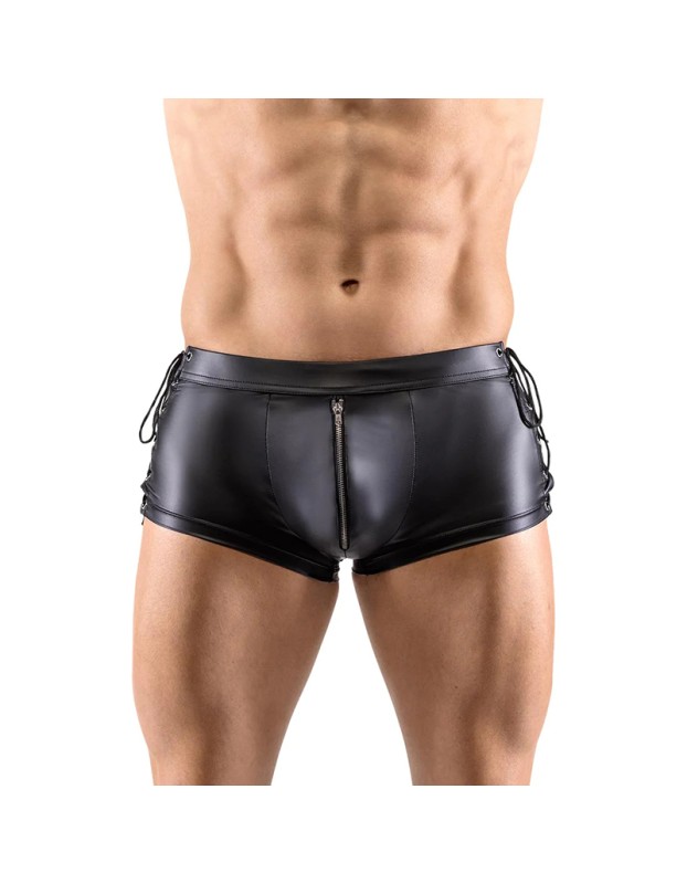Erotic Underwear Men's Patent Leather Suit Sexy Black Strappy Vest Shorts Bar Performance N818