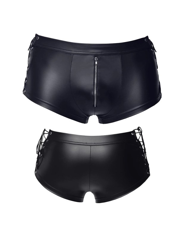 Erotic Underwear Men's Patent Leather Suit Sexy Black Strappy Vest Shorts Bar Performance N818