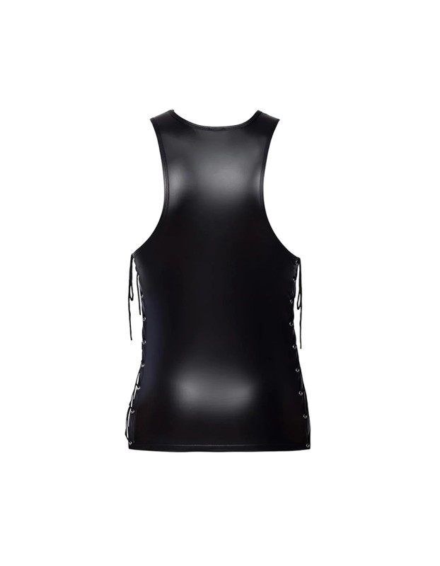 Erotic Underwear Men's Patent Leather Suit Sexy Black Strappy Vest Shorts Bar Performance N818