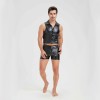 Sexy Men Vest Nightclub Stage Costume Men's Sexy Lingerie Black Patent Leather Vest and Shorts N843