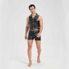 Sexy Men Vest Nightclub Stage Costume Men's Sexy Lingerie Black Patent Leather Vest and Shorts N843