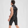 Sexy Shiny Men's Suit Vest Jackets Sporty and Casual Men's Leather Hooded Vests N837