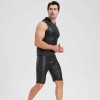 Sexy Shiny Men's Suit Vest Jackets Sporty and Casual Men's Leather Hooded Vests N837