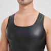 Men's Sexy Charming Matte Leather Vest Shiny Leather Sleeveless T-shirt Tight Fitting Costume N836