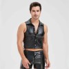 Sexy Men Vest Nightclub Stage Costume Men's Sexy Lingerie Black Patent Leather Vest and Shorts N843