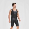 Men's Sexy Charming Matte Leather Vest Shiny Leather Sleeveless T-shirt Tight Fitting Costume N836