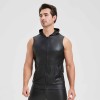 Sexy Shiny Men's Suit Vest Jackets Sporty and Casual Men's Leather Hooded Vests N837
