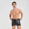 Sexy Men Vest Nightclub Stage Costume Men's Sexy Lingerie Black Patent Leather Vest and Shorts N843