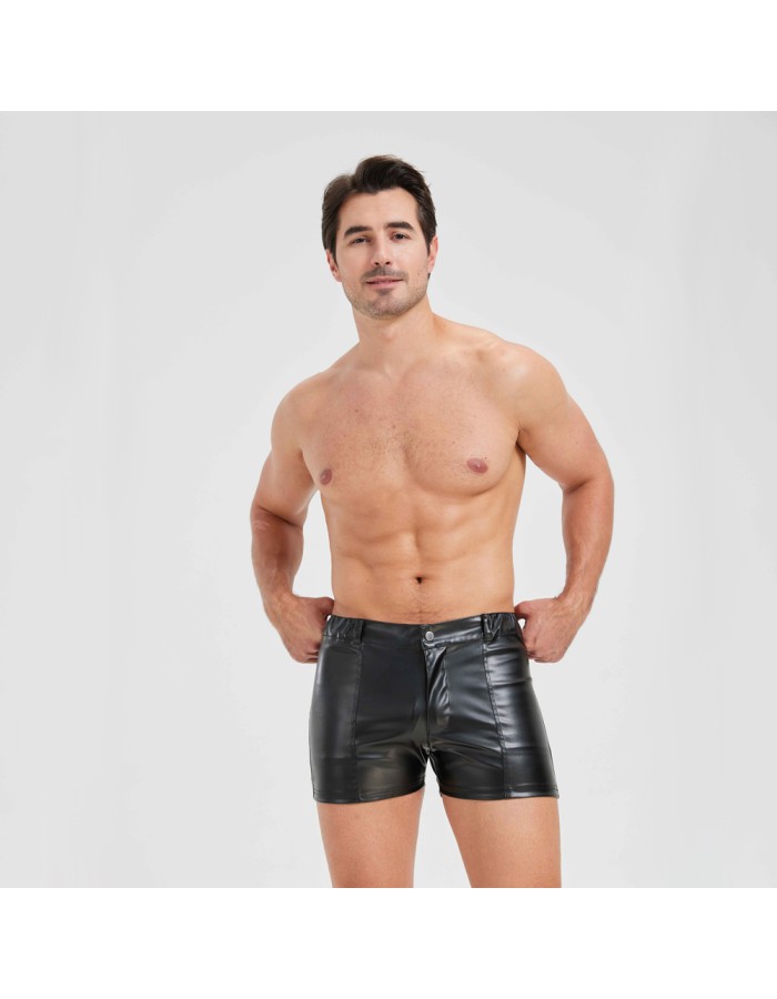 Sexy Men Vest Nightclub Stage Costume Men's Sexy Lingerie Black Patent Leather Vest and Shorts N843