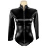Sexy Zipper Open-Crotch Latex Shiny PU Sex Lingerie Oily Patent Leather Nightclub Jumpsuit XX6716