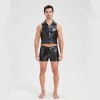 Sexy Men Vest Nightclub Stage Costume Men's Sexy Lingerie Black Patent Leather Vest and Shorts N843