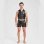 Sexy Men Vest Nightclub Stage Costume Men's Sexy Lingerie Black Patent Leather Vest and Shorts N843