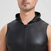 Sexy Shiny Men's Suit Vest Jackets Sporty and Casual Men's Leather Hooded Vests N837