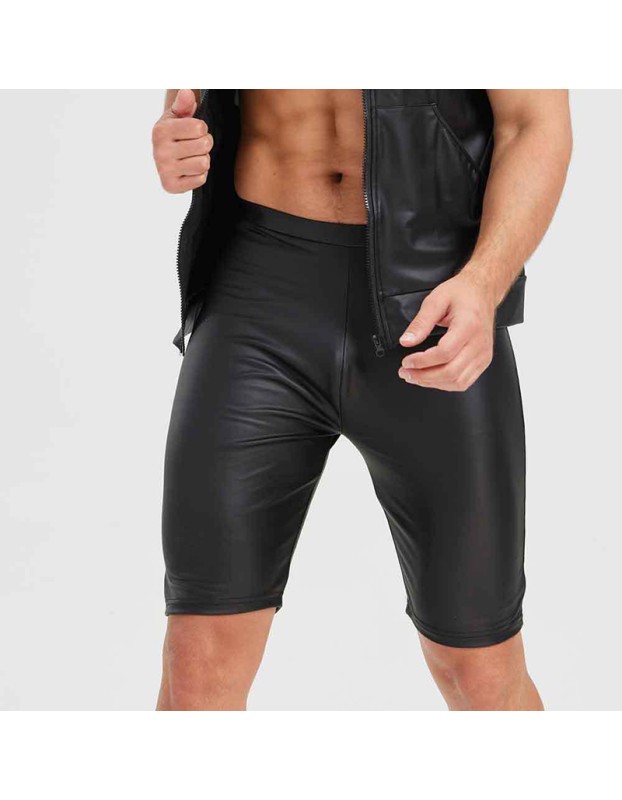 Men's Sexy Charming Matte Leather Vest Shiny Leather Sleeveless T-shirt Tight Fitting Costume N836