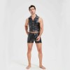 Sexy Men Vest Nightclub Stage Costume Men's Sexy Lingerie Black Patent Leather Vest and Shorts N843