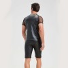 Men's Sexy Matte Leather Vest Shiny Short Sleeved T-shirt Sporty Top Performance Costume N842