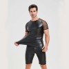 Men's Sexy Matte Leather Vest Shiny Short Sleeved T-shirt Sporty Top Performance Costume N842