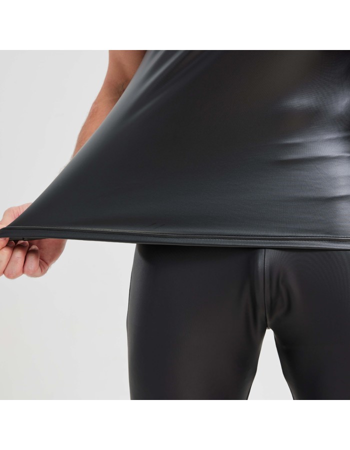 Men's Sexy Matte Leather Vest Shiny Short Sleeved T-shirt Sporty Top Performance Costume N842