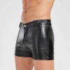 Sexy Men Vest Nightclub Stage Costume Men's Sexy Lingerie Black Patent Leather Vest and Shorts N843