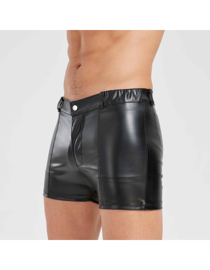 Sexy Men Vest Nightclub Stage Costume Men's Sexy Lingerie Black Patent Leather Vest and Shorts N843