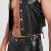 Sexy Men Vest Nightclub Stage Costume Men's Sexy Lingerie Black Patent Leather Vest and Shorts N843