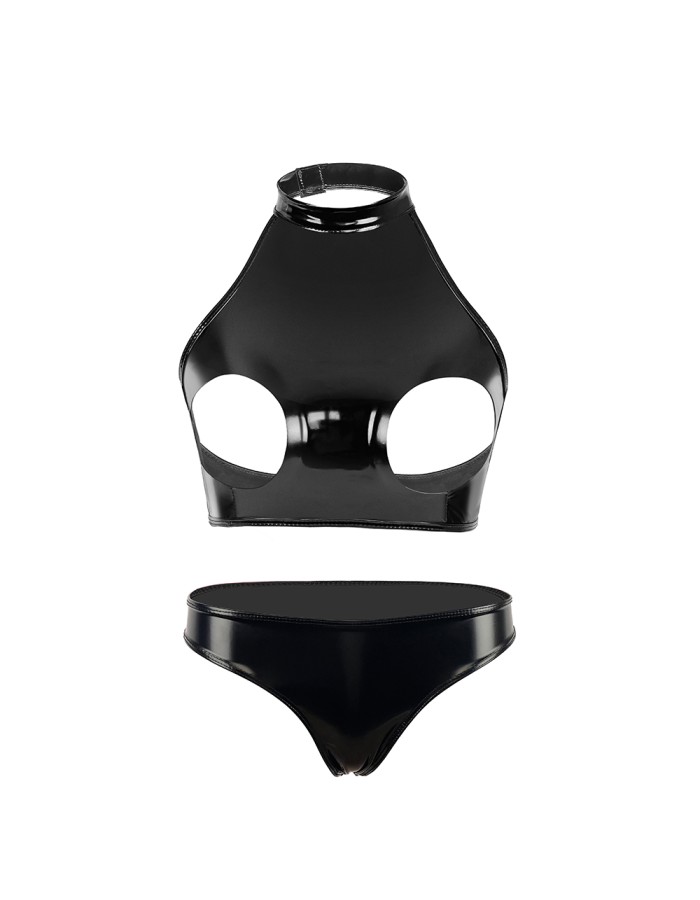Women Leather Briefs High Gloss PVC Suit Latex Ammonia PU Sexy Bra Revealing Sex Bra Briefs XX6509