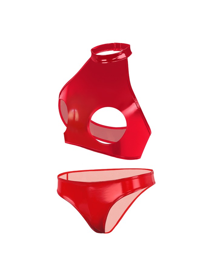 Women Leather Briefs High Gloss PVC Suit Latex Ammonia PU Sexy Bra Revealing Sex Bra Briefs XX6509