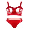 Sexy Revealing Sex Bras Briefs Suit Leather Two Piece PVC Latex Ammonia PU Bras Suit XX6510