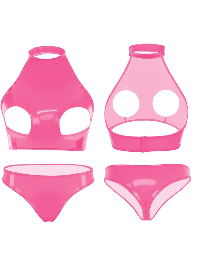 Women Leather Briefs High Gloss PVC Suit Latex Ammonia PU Sexy Bra Revealing Sex Bra Briefs XX6509
