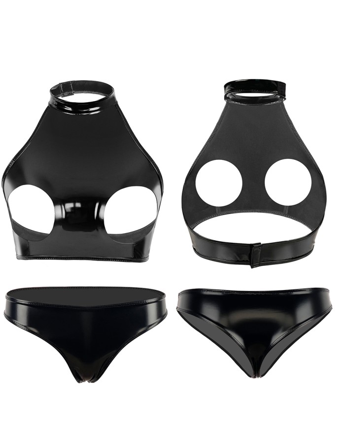 Women Leather Briefs High Gloss PVC Suit Latex Ammonia PU Sexy Bra Revealing Sex Bra Briefs XX6509
