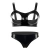 Sexy Revealing Sex Bras Briefs Suit Leather Two Piece PVC Latex Ammonia PU Bras Suit XX6510