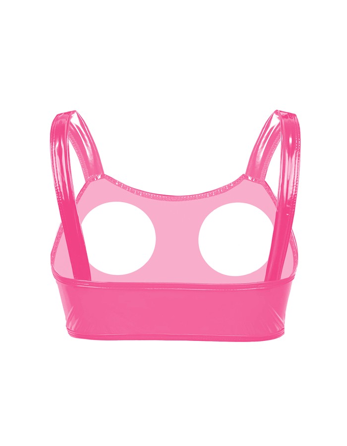 Sexy Revealing Sex Bras Briefs Suit Leather Two Piece PVC Latex Ammonia PU Bras Suit XX6510