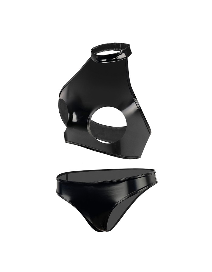 Women Leather Briefs High Gloss PVC Suit Latex Ammonia PU Sexy Bra Revealing Sex Bra Briefs XX6509