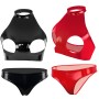Women Leather Briefs High Gloss PVC Suit Latex Ammonia PU Sexy Bra Revealing Sex Bra Briefs XX6509