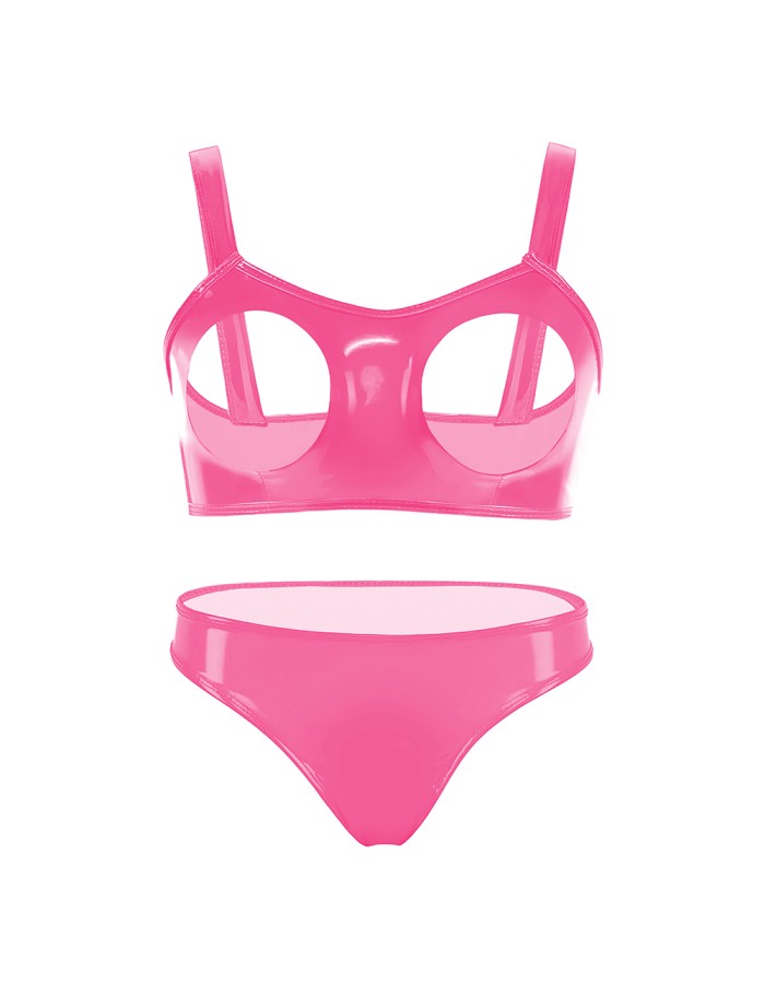 Sexy Revealing Sex Bras Briefs Suit Leather Two Piece PVC Latex Ammonia PU Bras Suit XX6510