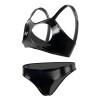 Sexy Revealing Sex Bras Briefs Suit Leather Two Piece PVC Latex Ammonia PU Bras Suit XX6510