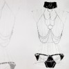 Three-point hollowed-out iron chain set of erotic underwear is alluring. The leather metal opening is free to take off BST58002