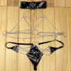 Three-point hollowed-out iron chain set of erotic underwear is alluring. The leather metal opening is free to take off BST58002