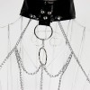 Three-point hollowed-out iron chain set of erotic underwear is alluring. The leather metal opening is free to take off BST58002