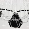 Three-point hollowed-out iron chain set of erotic underwear is alluring. The leather metal opening is free to take off BST58002