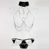 Three-point hollowed-out iron chain set of erotic underwear is alluring. The leather metal opening is free to take off BST58002