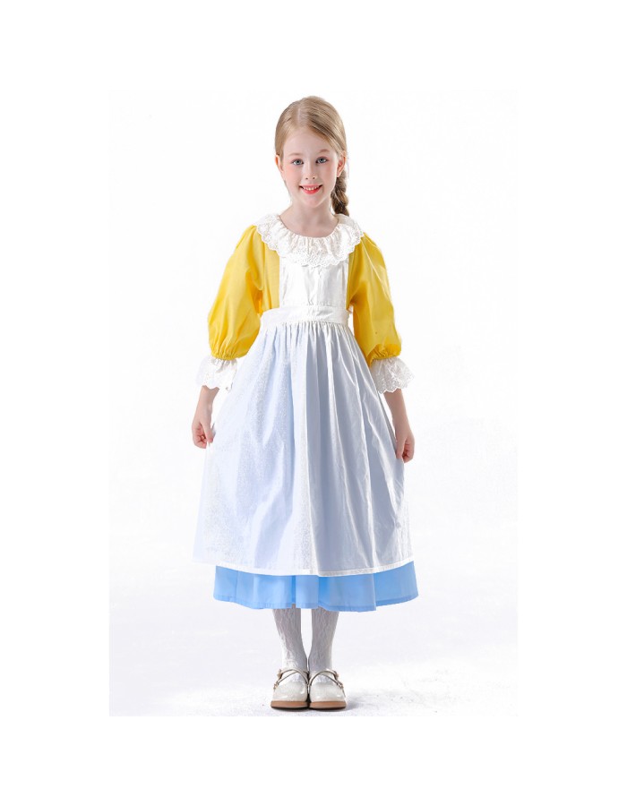 Halloween Medieval Country Maid Cosplay as a Romantic French Farm Costume Garden Girl Dress YM5844