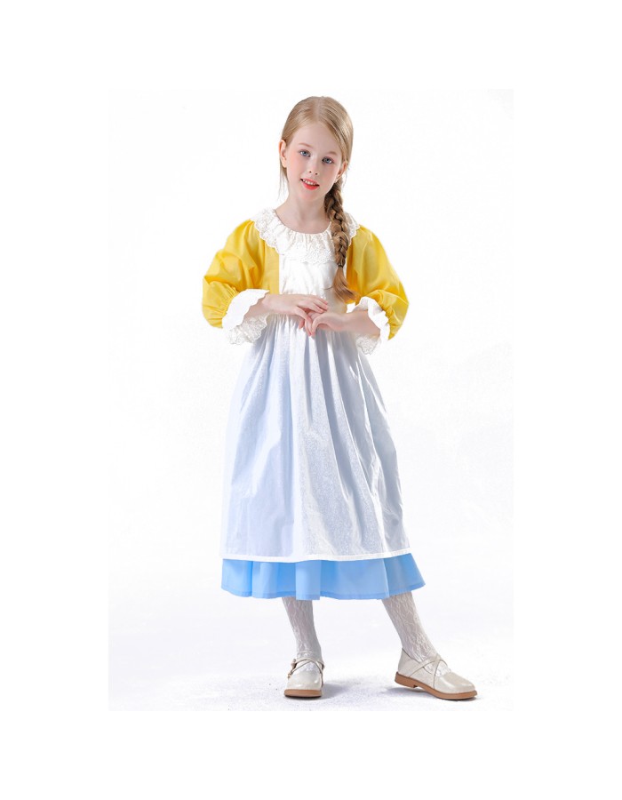 Halloween Medieval Country Maid Cosplay as a Romantic French Farm Costume Garden Girl Dress YM5844